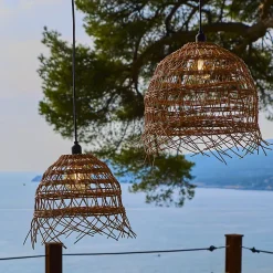 2 Abat jour poly rotin seul HAWAII LONG H40 H50cm