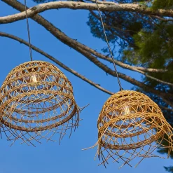 2 Abat jour poly rotin seul HAWAII LONG H40 H50cm