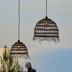 2 Abat jour poly rotin seul HAWAII LONG H40 H50cm