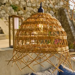 2 Abat jour poly rotin seul HAWAII LONG H40 H50cm