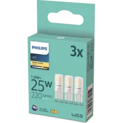 3 ampoules LED capsule IP20 25W G9 220lm Philips