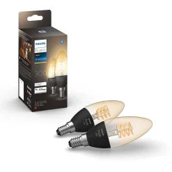 2 ampoules LED connectée Philips Hue flamme IP20 E14 300lm 4.5W blanc chaud