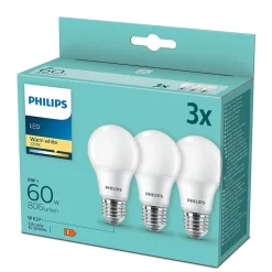 3 ampoules LED E27 806lm blanc chaud 60W Philips Lighting