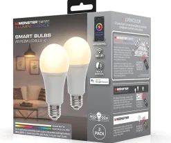 2 Ampoules LED Multicolore Monster Culot A19/E27 12 Possibilités de Couleurs avec Télécommande
