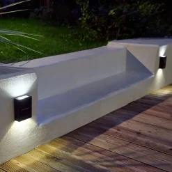 4 appliques solaire d'extérieur bidirectionnelles Carasau noir IP44 1lm