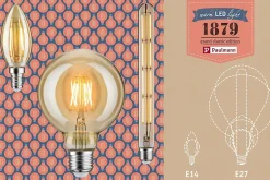 1879 Filament 230 V 3-Step-Dim Ampoules LED Rustika E27 3 Step Dim 470lm 6W 1800K gradable Doré