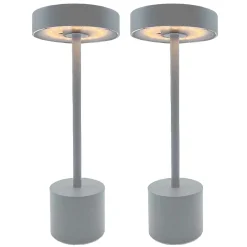 2 Lampe de table sans fil ROBY Gris clair H30cm