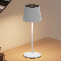 6 Lampes de table ABBY Blanc H30cm + base de chargement