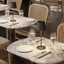 6 Lampes de table ABBY Noir H30cm + base de chargement