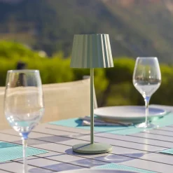 6 Lampes de table ABBY Vert H30cm + base de chargement