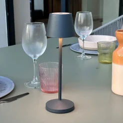 9 Lampes de table EMILY Gris + base de chargement