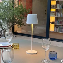 6 Lampes de table KELLY Blanc H38cm + base de chargement