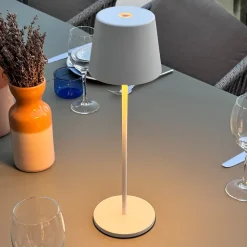 6 Lampes de table KELLY Blanc H38cm + base de chargement