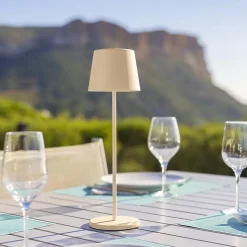 6 Lampes de table KELLY Sable H38cm + base de chargement