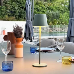 6 Lampes de table KELLY Vert H38cm + base de chargement