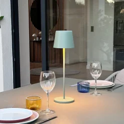 6 Lampes de table KELLY Vert H38cm + base de chargement