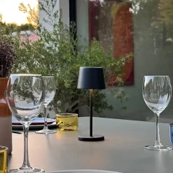 6 Lampes de table MINI KELLY Noir H22cm + base de chargement