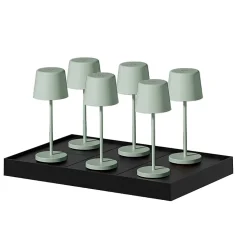 6 Lampes de table MINI KELLY Vert H22cm + base de chargement