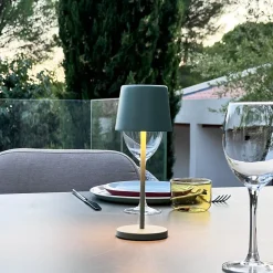 6 Lampes de table MINI KELLY Vert H22cm + base de chargement