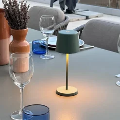 6 Lampes de table MINI KELLY Vert H22cm + base de chargement