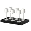 6 Lampes de table MINI KELLY Blanc H22cm + base de chargement