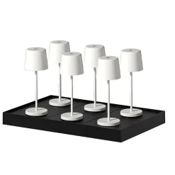 6 Lampes de table MINI KELLY Blanc H22cm + base de chargement