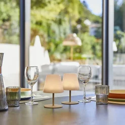 4 Lampes de table sans fil TWINS Sable H16cm