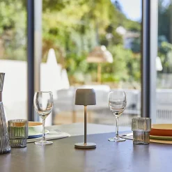 6 Lampes de table SOPHIA Gris clair + base de chargement