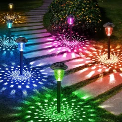 8 Lampes Solaire Exterieur Jardin Lumiere LED Colorée et Lumière Blanche Etanche pour Pelouse Terrasse