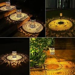 2 Lanternes Solaires Extérieures,lot de 2 Lampes Solaires de Jardin en Métal avec piquets de terre