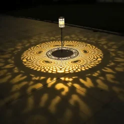 2 Lanternes Solaires Extérieures,lot de 2 Lampes Solaires de Jardin en Métal avec piquets de terre