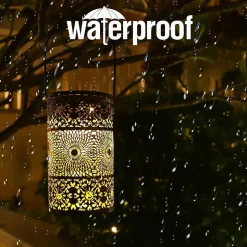 2 Lanternes Solaires Extérieures,lot de 2 Lampes Solaires de Jardin en Métal avec piquets de terre