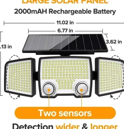 2 Projecteurs solaires sensor RAYLITE 800LM