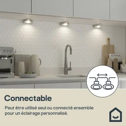 3 spots Chardin LED intégrée blanc neutre IP20 450lm 9W L.12xl.11,8xH.3,9cm chrome GoodHome