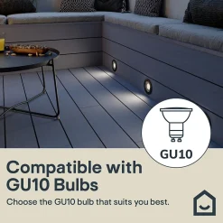 3 spots d'extérieur encastrables Wonsey noir GU10 25W IP65/IP67 Goodhome