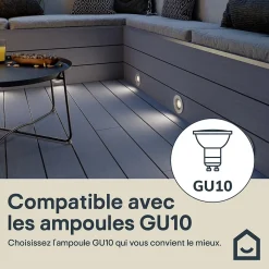 3 spots d'extérieur encastrables Wonsey argent GU10 25W IP65/IP67 Goodhome