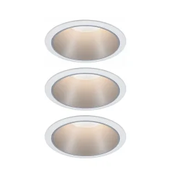 3 spots encastrables Cole LED intégrée blanc chaud IP44 3x470lm Ø8cm argent finition blanche Paulmann