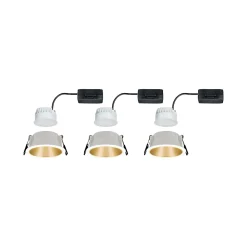 3 spots encastrables Cole LED intégrée blanc chaud IP44 3x470lm Ø8cm doré finition blanche Paulmann