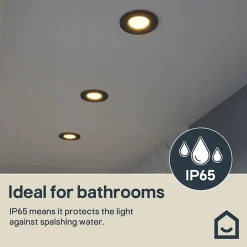 3 spots encastrables Etana LED intégrée blanc chaud IP65 410lm 4.7W Ø8.5cmxH.3.1cm métal noir GoodHome