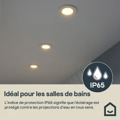3 spots encastrables Etana LED intégrée blanc chaud IP65 410lm 4.7W Ø8.5cmxH.3.1cm métal blanc GoodHome