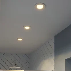 3 spots encastrables Etana LED intégrée blanc chaud IP65 410lm 4.7W Ø8.5cmxH.3.1cm métal blanc GoodHome