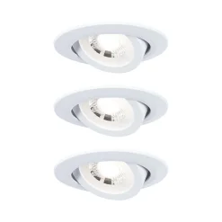 3 spots encastrables Paulmann LED intégrée 3000K IP20 3x580lm rond orientable blanc dépoli Paulmann