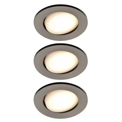 3 spots encastrables Quimby LED intégrée blanc chaud IP20 dimmable 350lm 5.5W Ø8.5xH.5.2cm chrome GoodHome