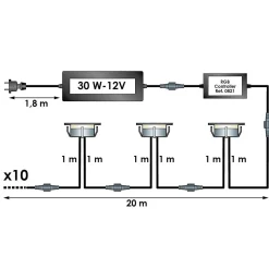 10 Spots LED à Encastrer - Blanc Chaud - Transformateur 30W - SOFIA - Plug & Play - Dimmable