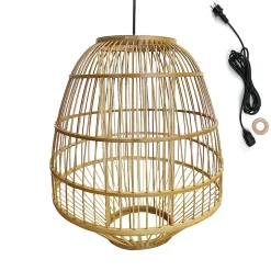 Abat jour bambou naturel E27 40W IP44 l.30 x H.35 cm