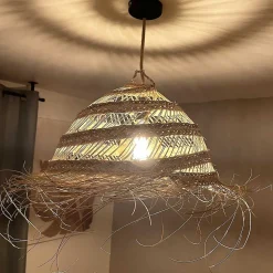 Abat jour en Paille ajouré pour Lampe naturelle fait main au Maroc