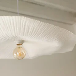 Abat jour en papier mâché (L 82xP 78xH 7 cm - Blanc)