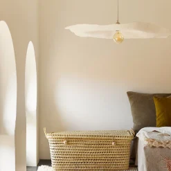 Abat jour en papier mâché (L 82xP 78xH 7 cm - Blanc)