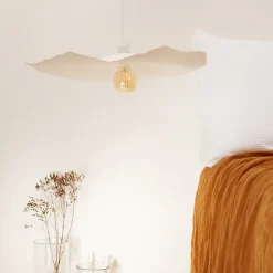 Abat jour en papier mâché (L 60xP 54xH 7 cm - Blanc)