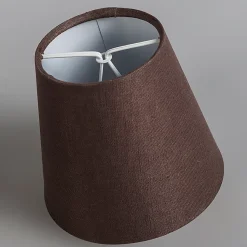Abat-jour à pince en lin marron rond 12 cm